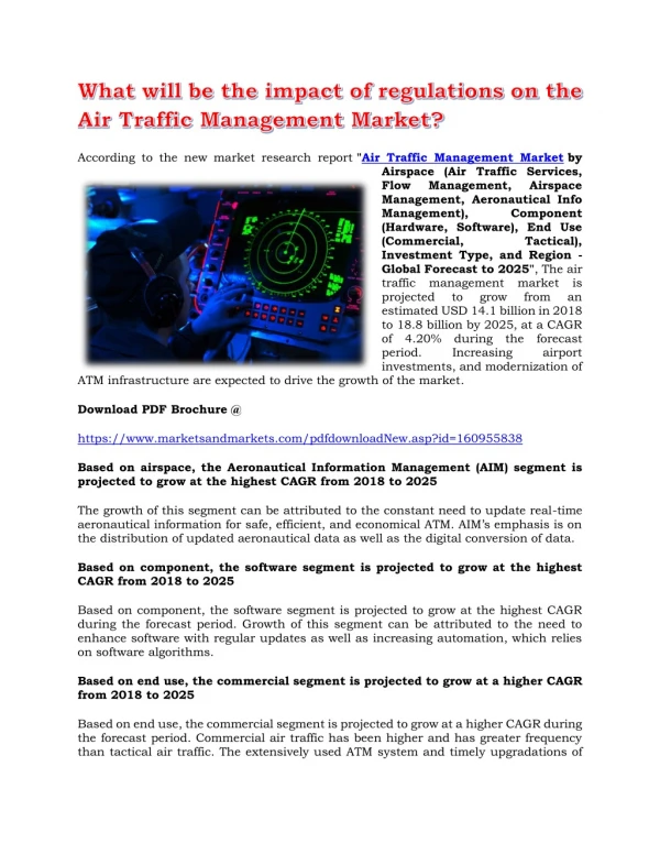 What will be the impact of regulations on the Air Traffic Management Market?