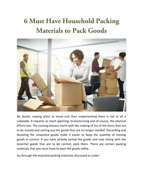 6 Must Have Household Packing Materials to Pack Goods