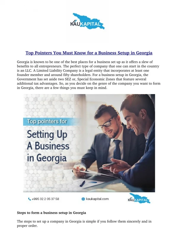 Top Pointers You Must Know for a Business Setup in Georgia