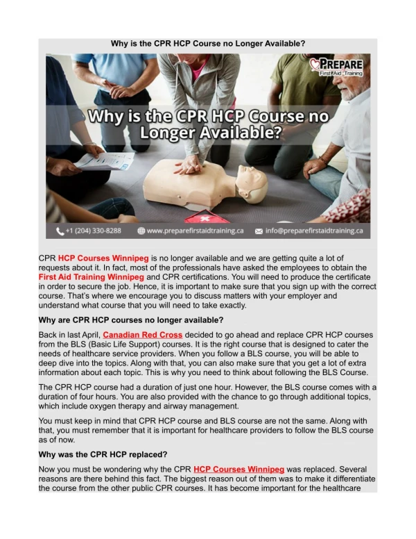 Why is the CPR HCP Course no Longer Available?