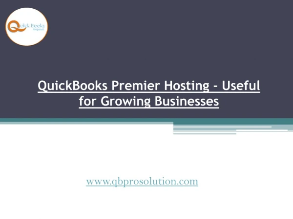 QuickBooks Premier Hosting - Useful for Growing Businesses