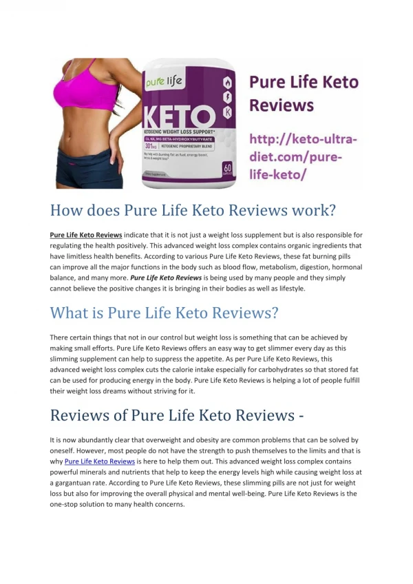 Pure Life Keto Reviews