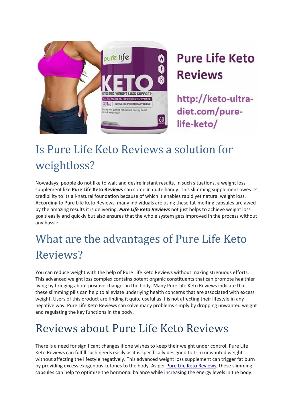 is pure life keto reviews a solution