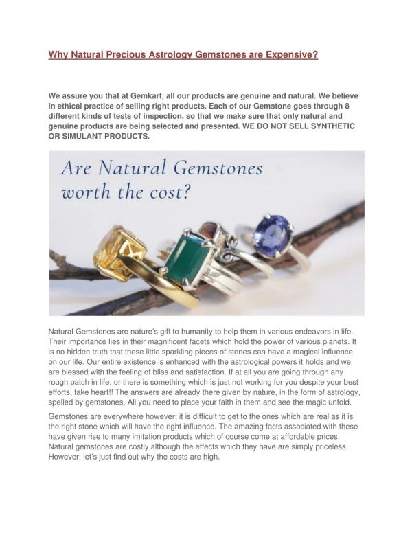 Why Natural Precious Astrology Gemstones are Expensive?