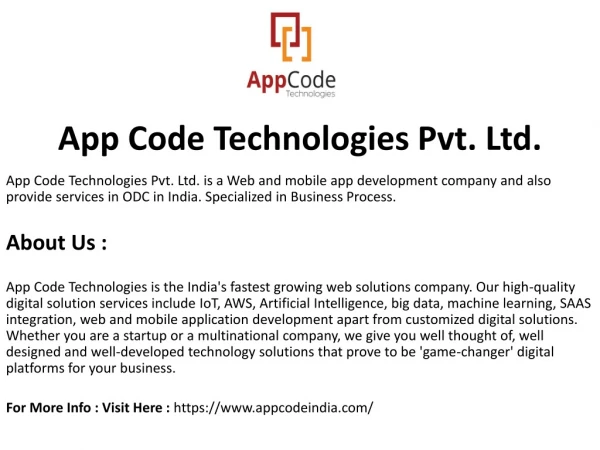 AppCode Technologies Pvt. Ltd. - INDIA | Mobile App Development Company