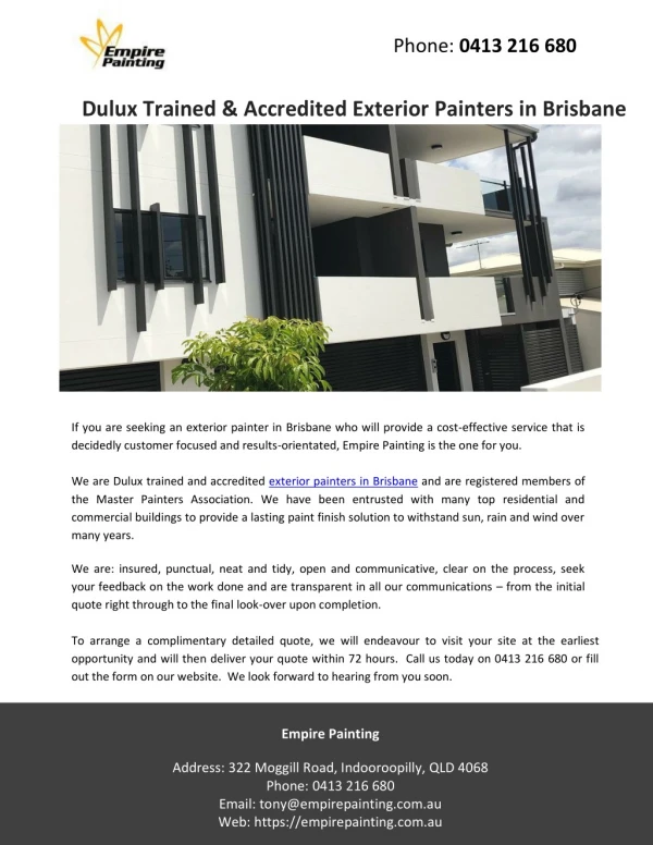 Dulux Trained & Accredited Exterior Painters in Brisbane