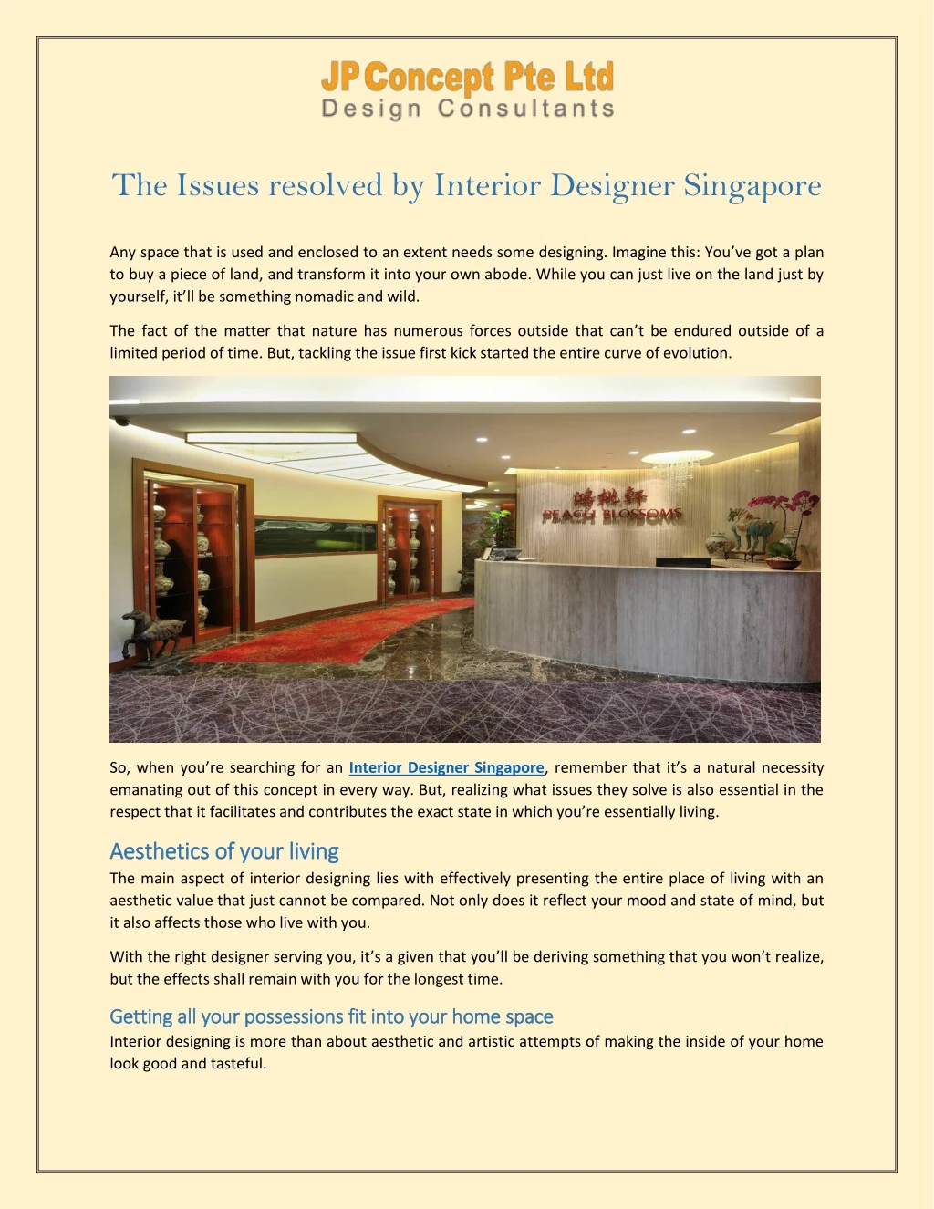 the issues resolved by interior designer singapore