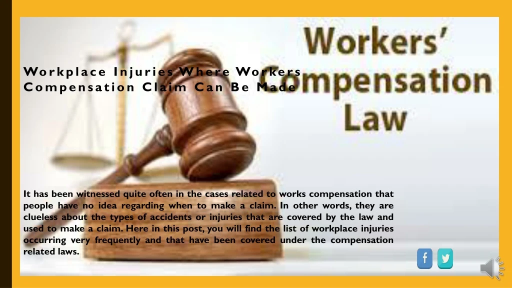 workplace injuries where workers compensation claim can be made