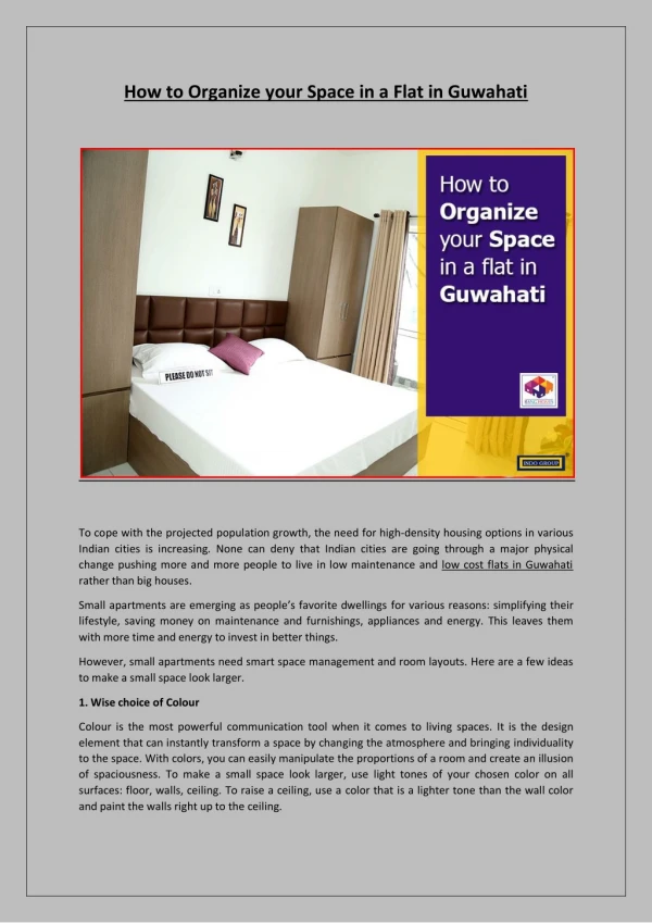 How to Organize your Space in a Flat in Guwahati
