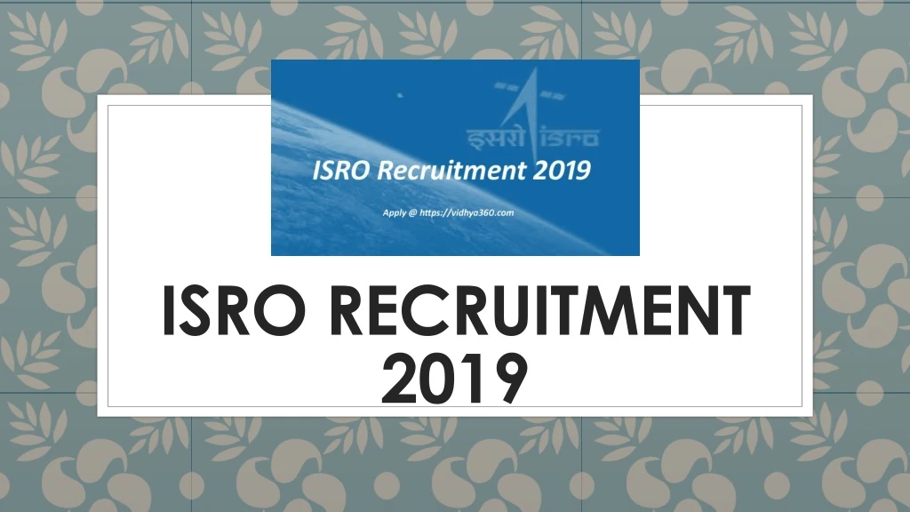 isro recruitment 2019