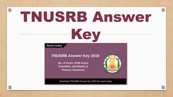 TNUSRB Answer Key 2019 Download TN Police Exam Answer Key 2019