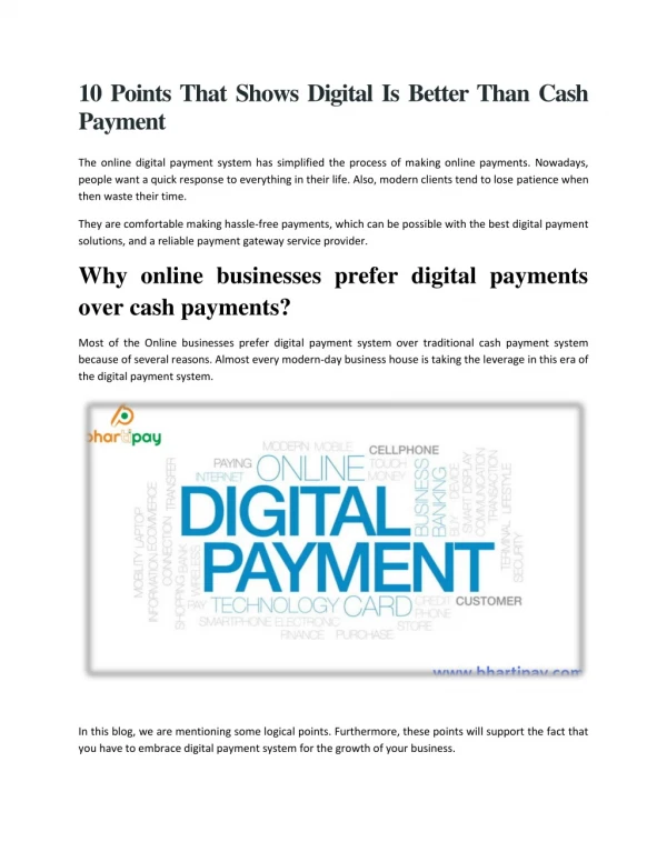 The dominance of digital payment system over the cash payment system