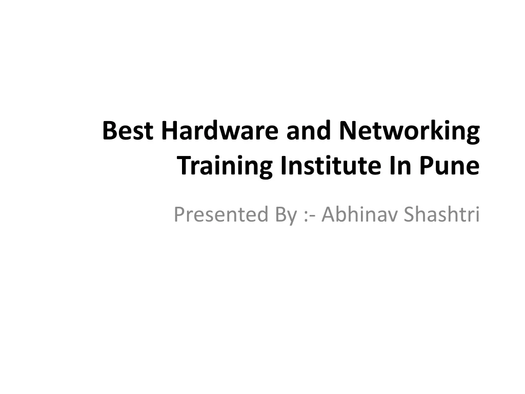 best hardware a nd networking training institute in pune