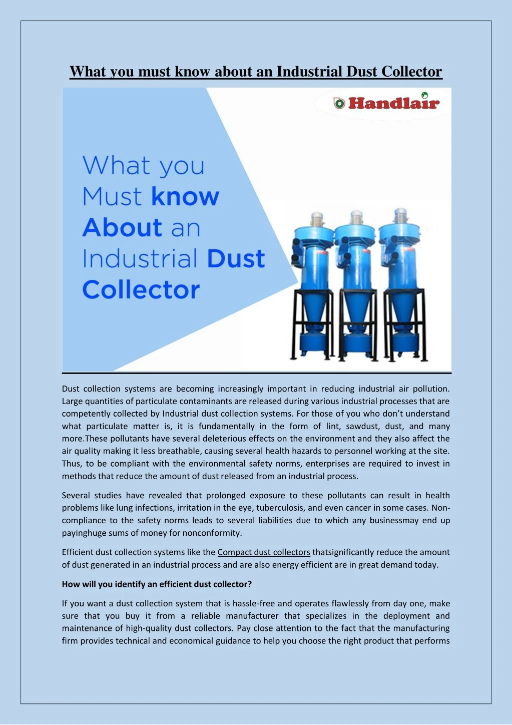 what you must know about an industrial dust