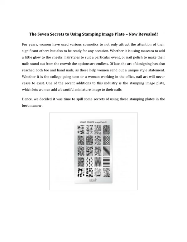 The Seven Secrets to Using Stamping Image Plate – Now Revealed!