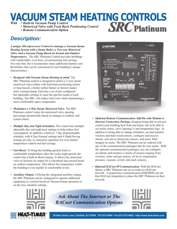 The SRC Platinum - A Vacuum Steam Outdoor Reset Control