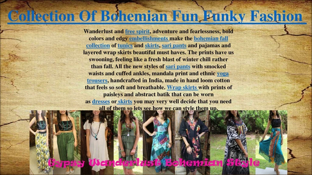 collection of bohemian fun funky fashion