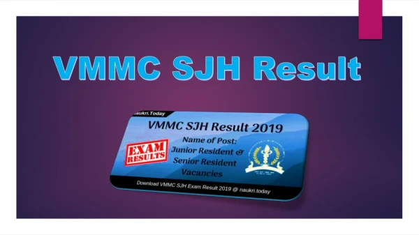 VMMC SJH Result 2019 | Download Safdarjung Hospital Cut off Marks