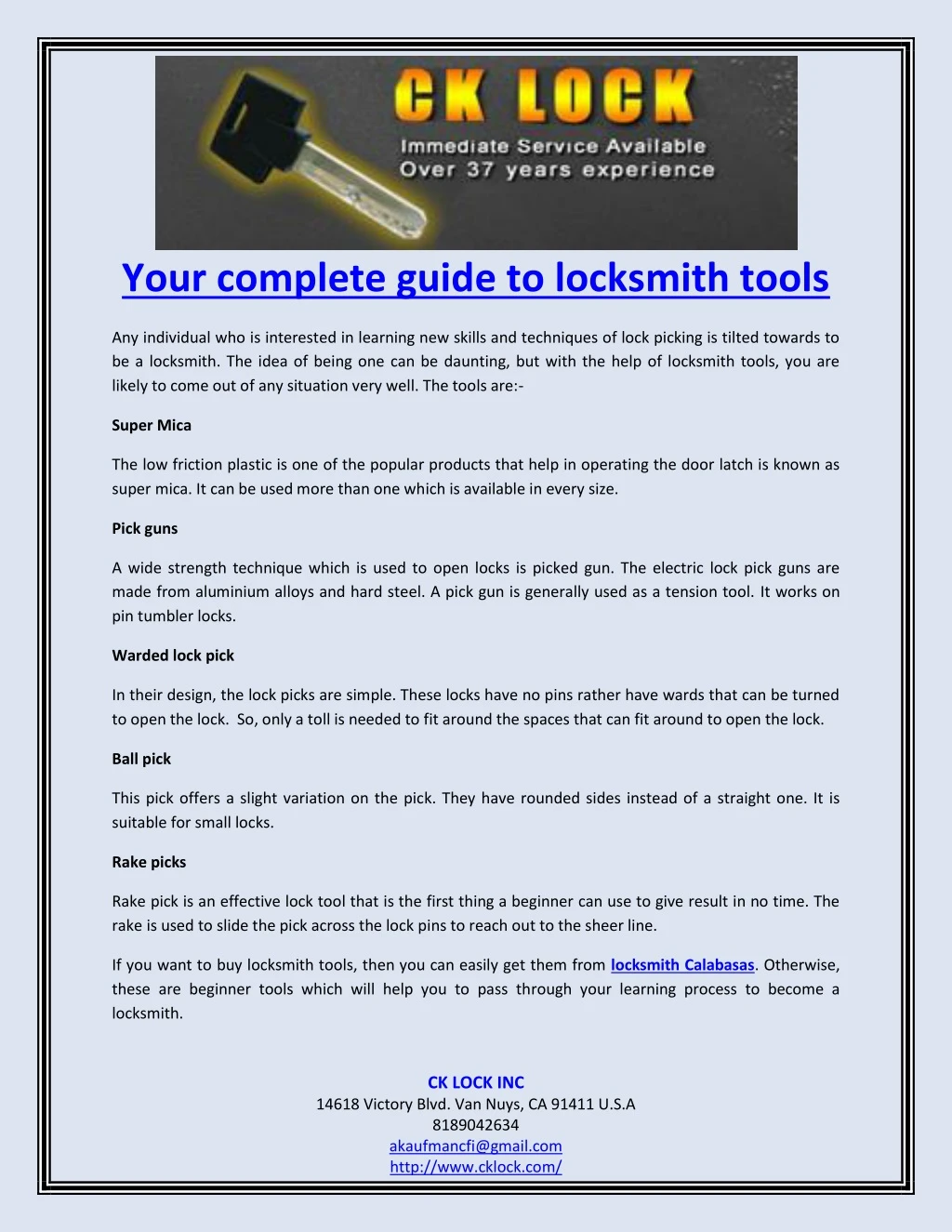 your complete guide to locksmith tools