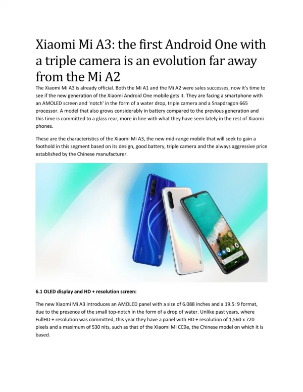 Xiaomi Mi A3: the first Android One with a triple camera is an evolution far away from the Mi A2