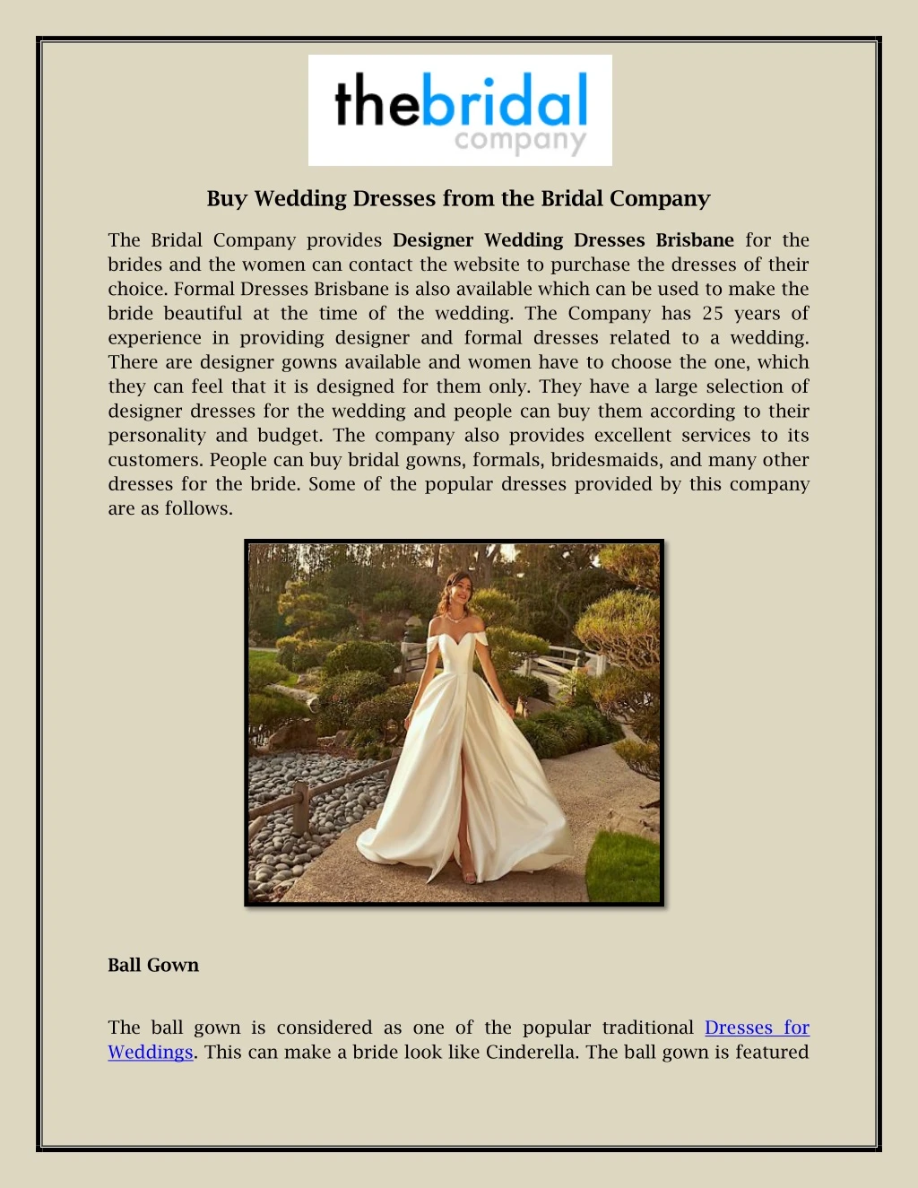 buy wedding dresses from the bridal company