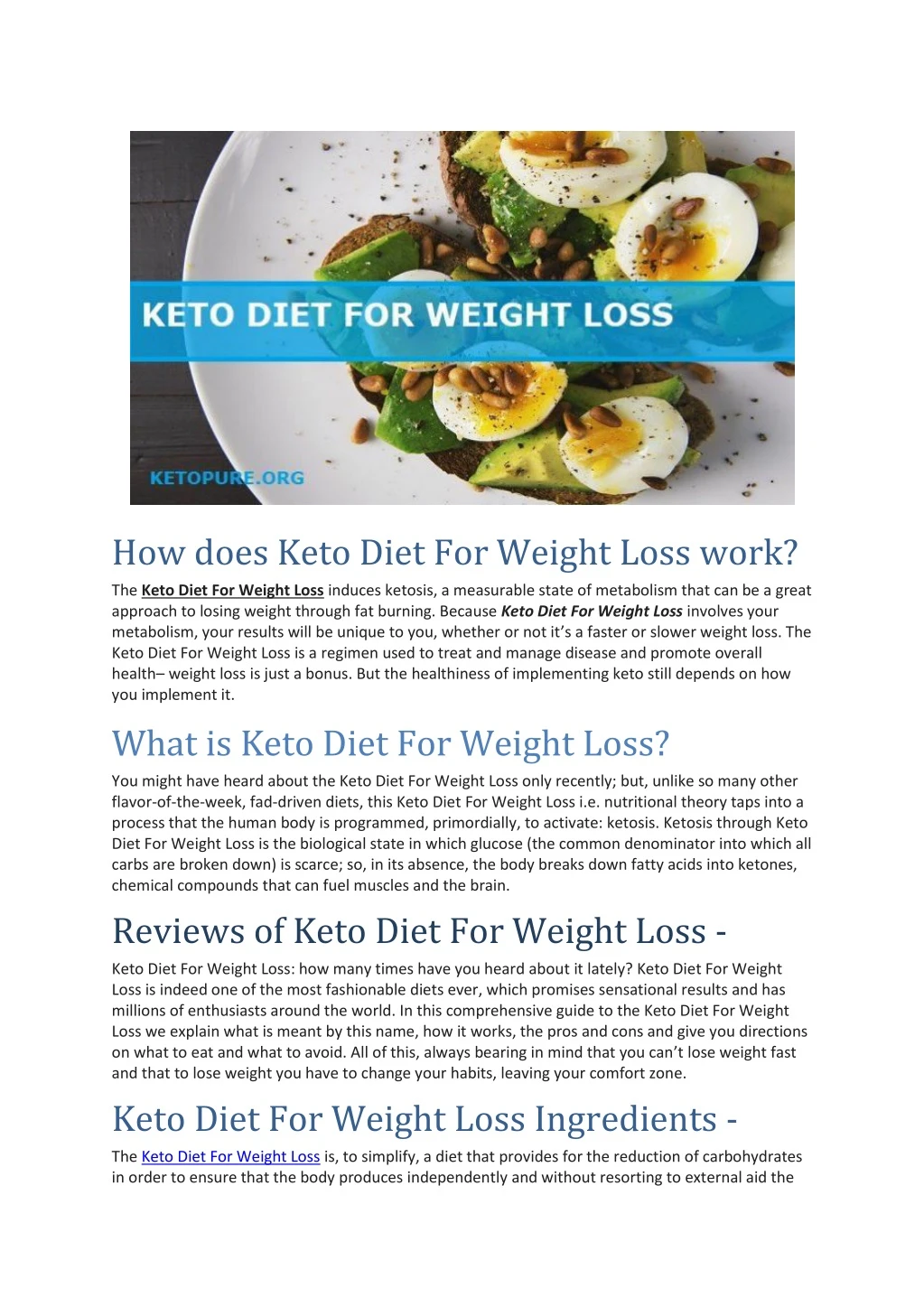 how does keto diet for weight loss work