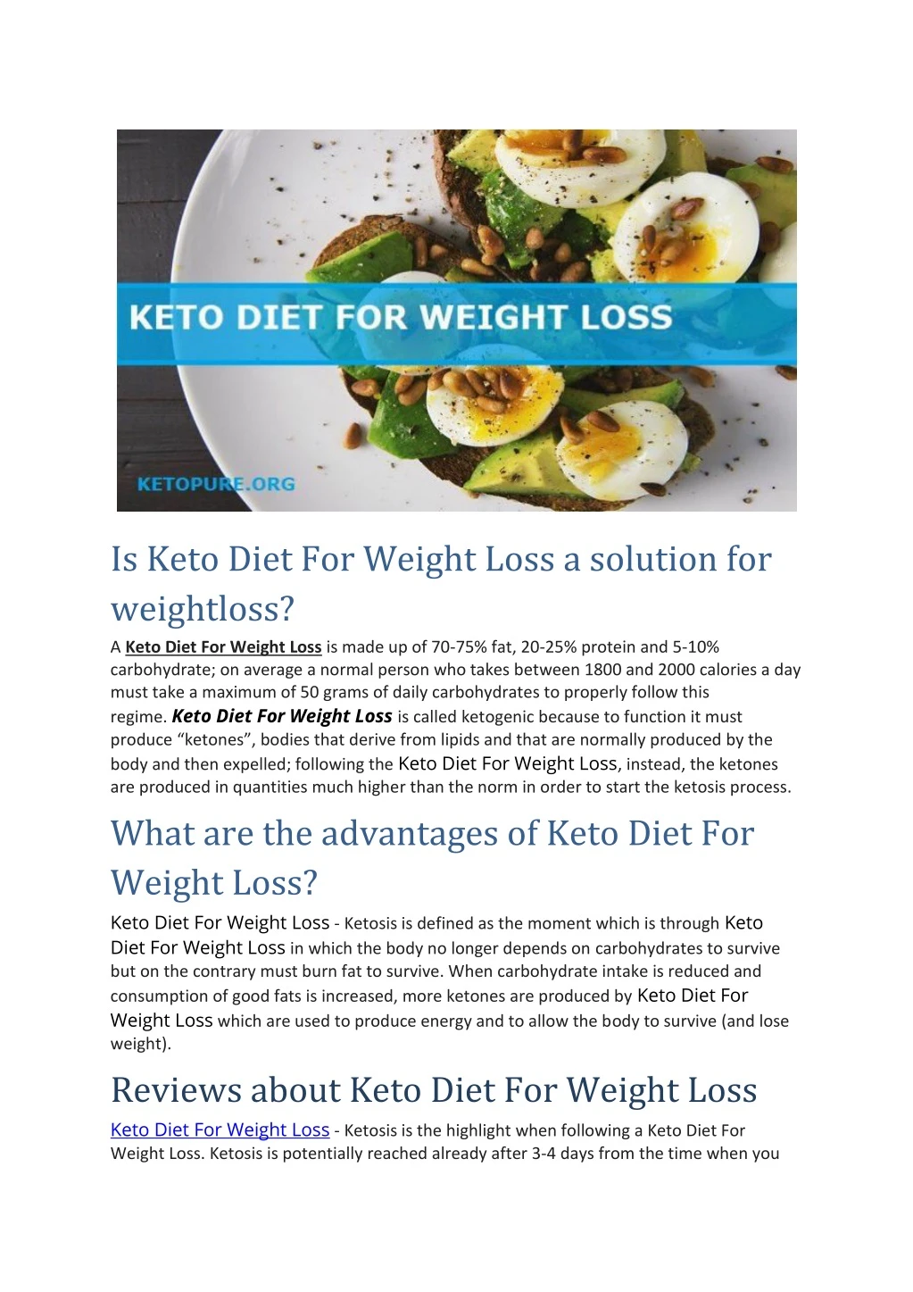 is keto diet for weight loss a solution