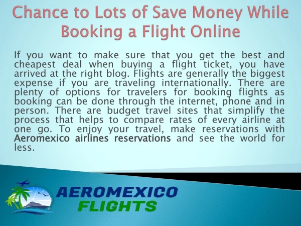 Chance to Lots of Save Money While Booking a Flight Online