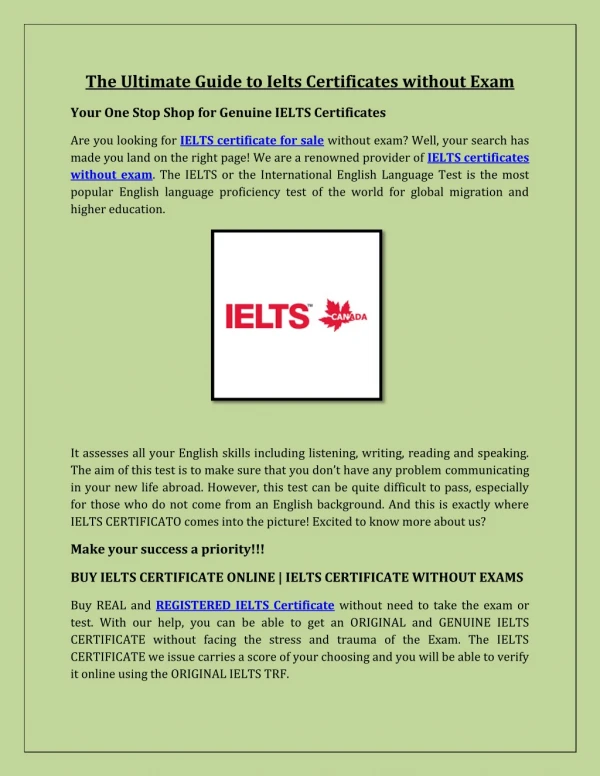 The Ultimate Guide to Ielts Certificates without Exam