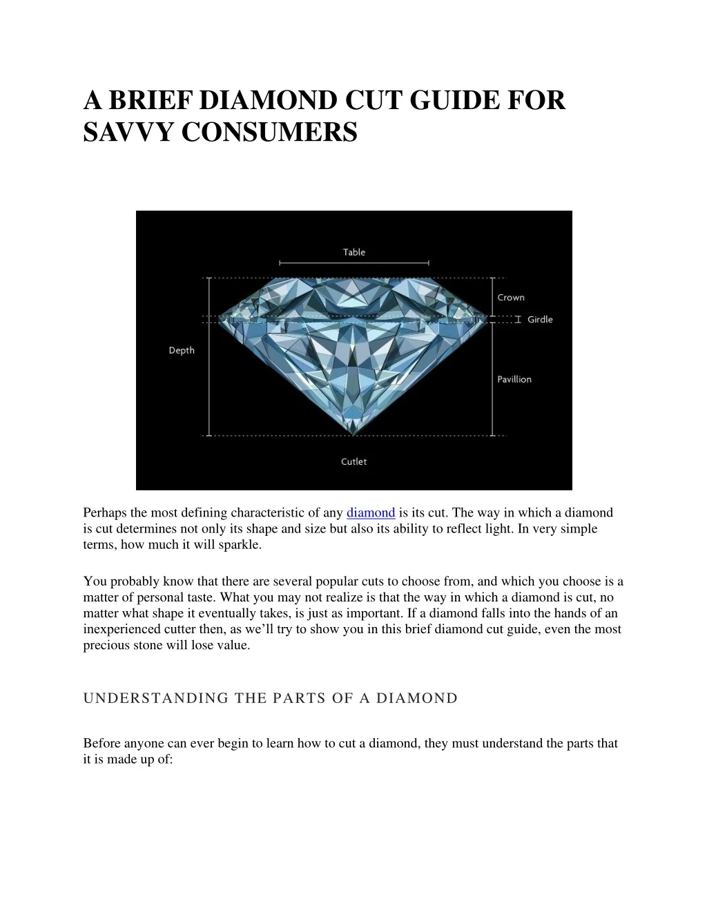 a brief diamond cut guide for savvy consumers