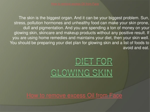 Diet for Glowing Skin | Food to eat for Glowing Skin