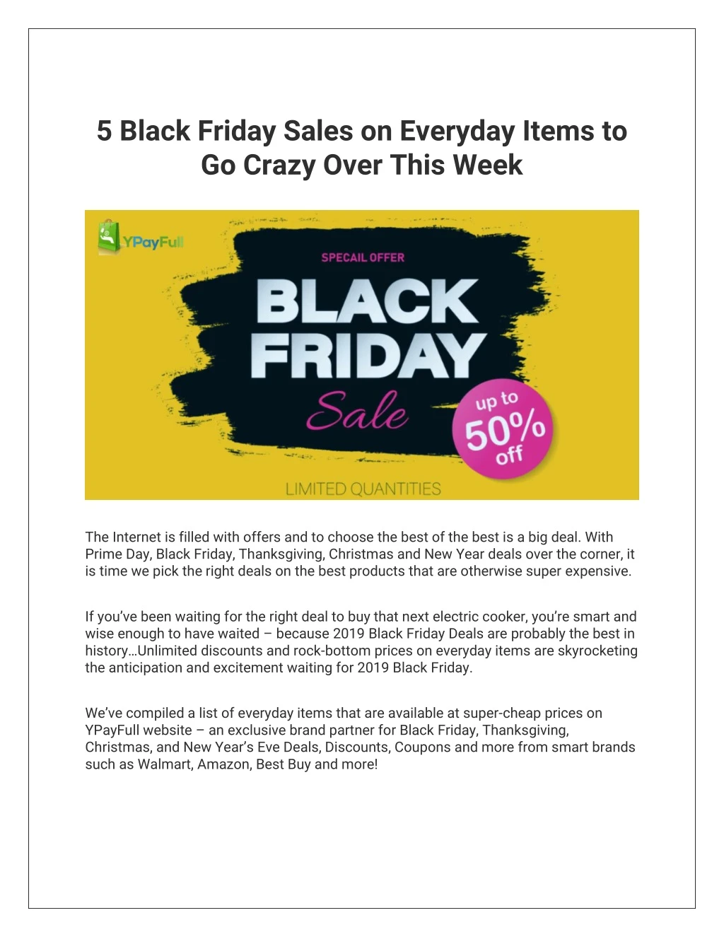 5 black friday sales on everyday items