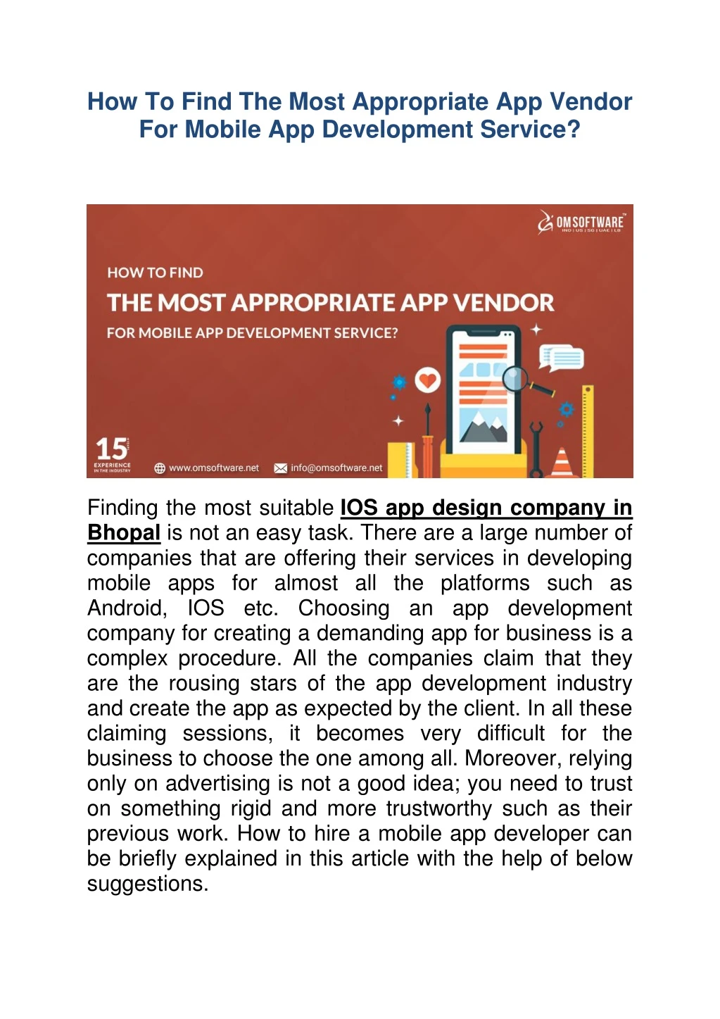 how to find the most appropriate app vendor