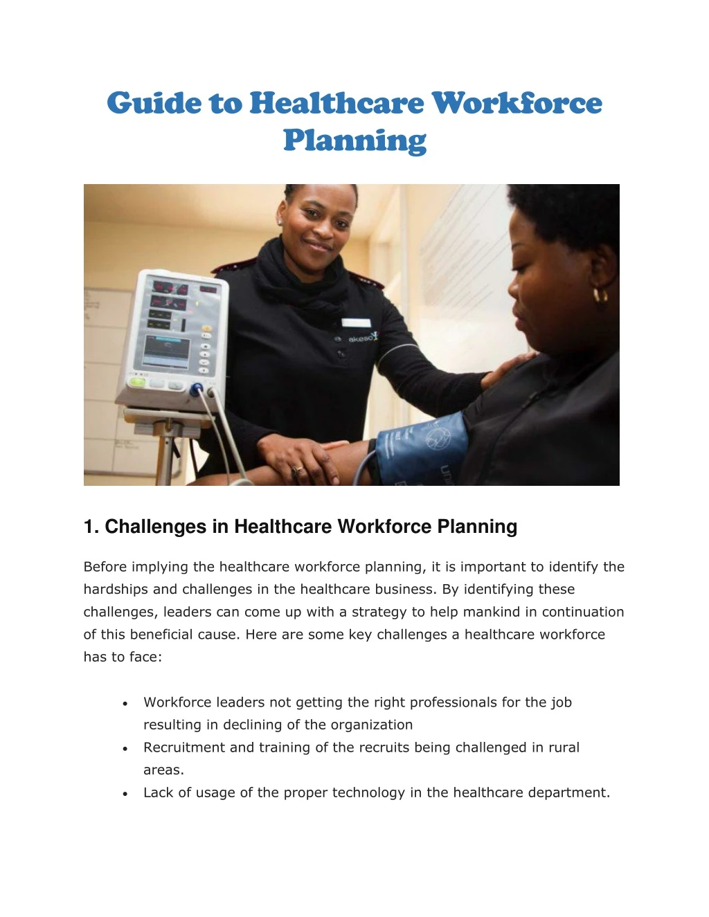 guide to healthcare workforce planning