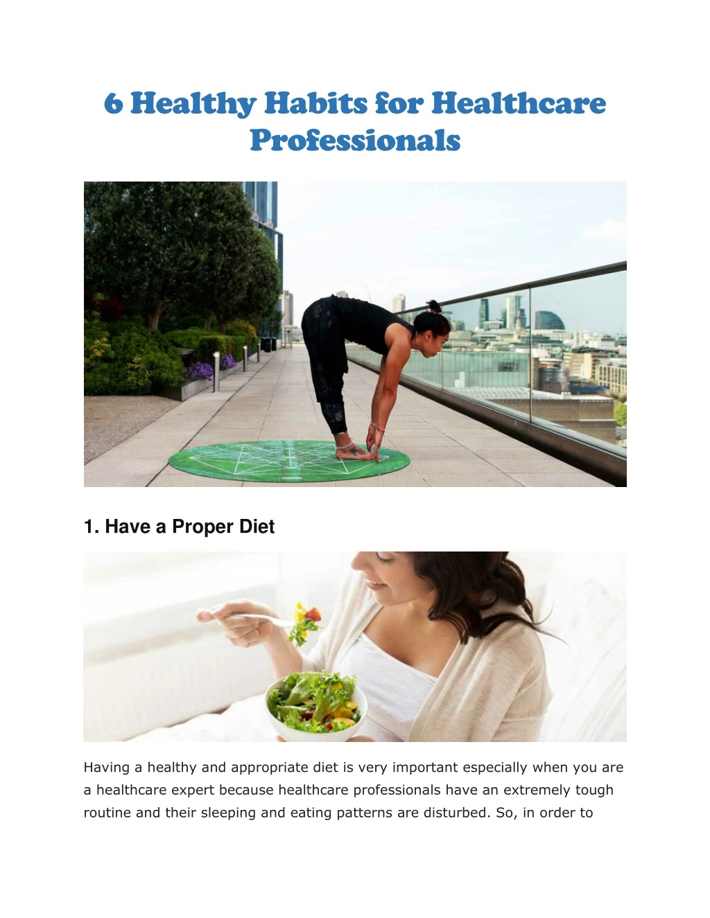 6 healthy habits for healthcare professionals