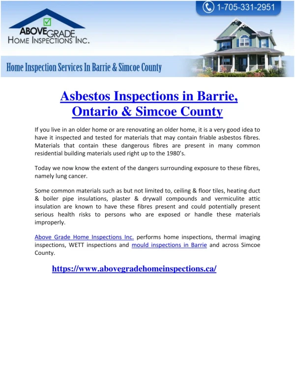 Asbestos Inspections in Barrie, Ontario & Simcoe County