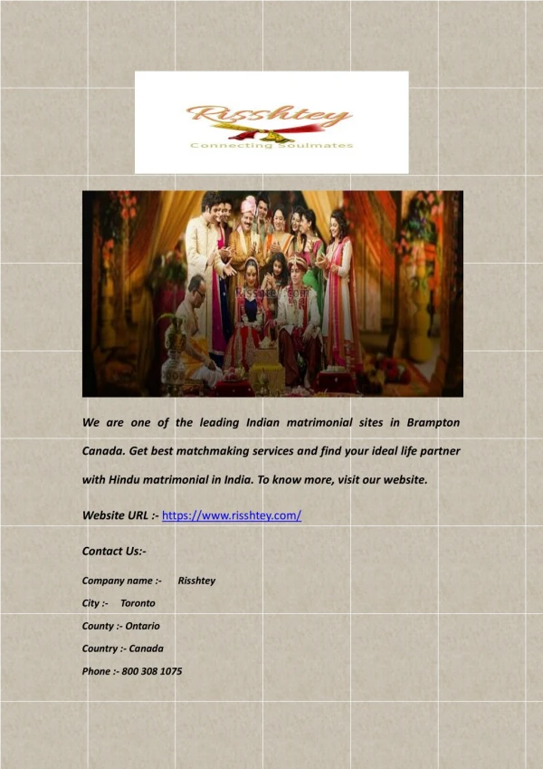 Indian matrimonial sites in Canada