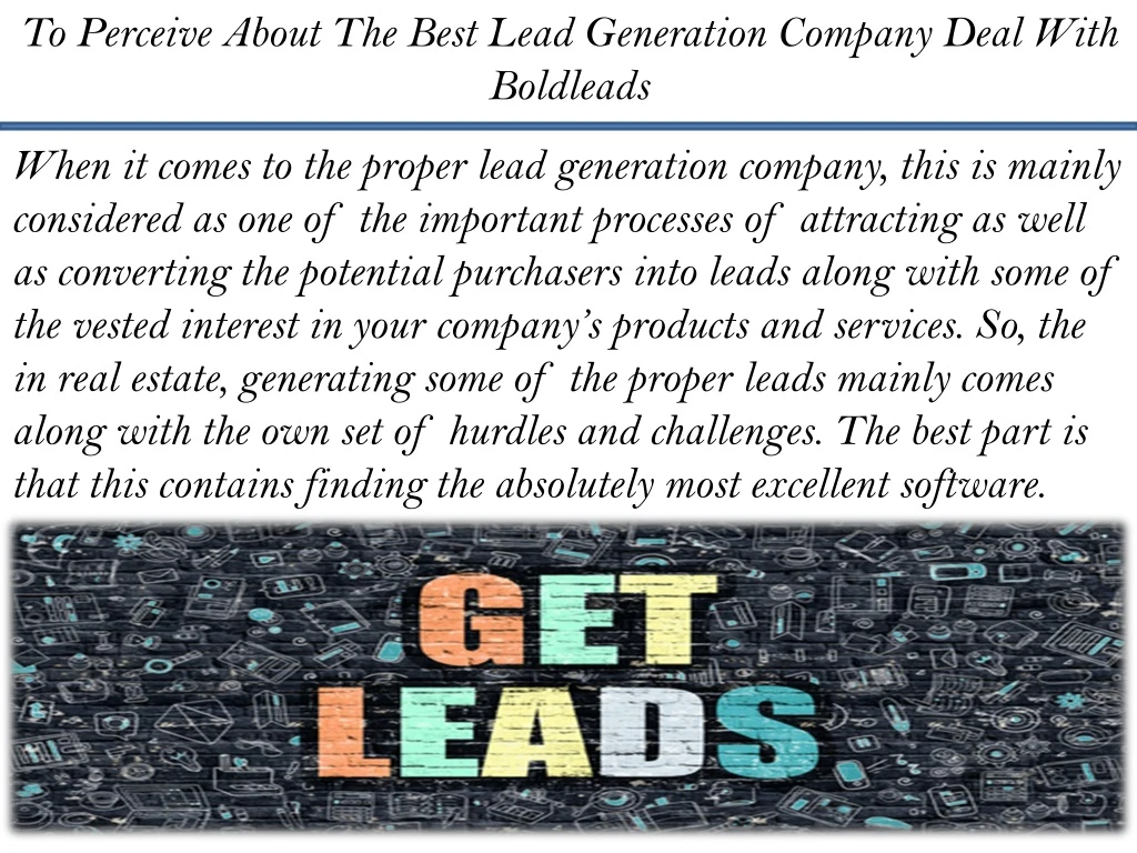to perceive about the best lead generation