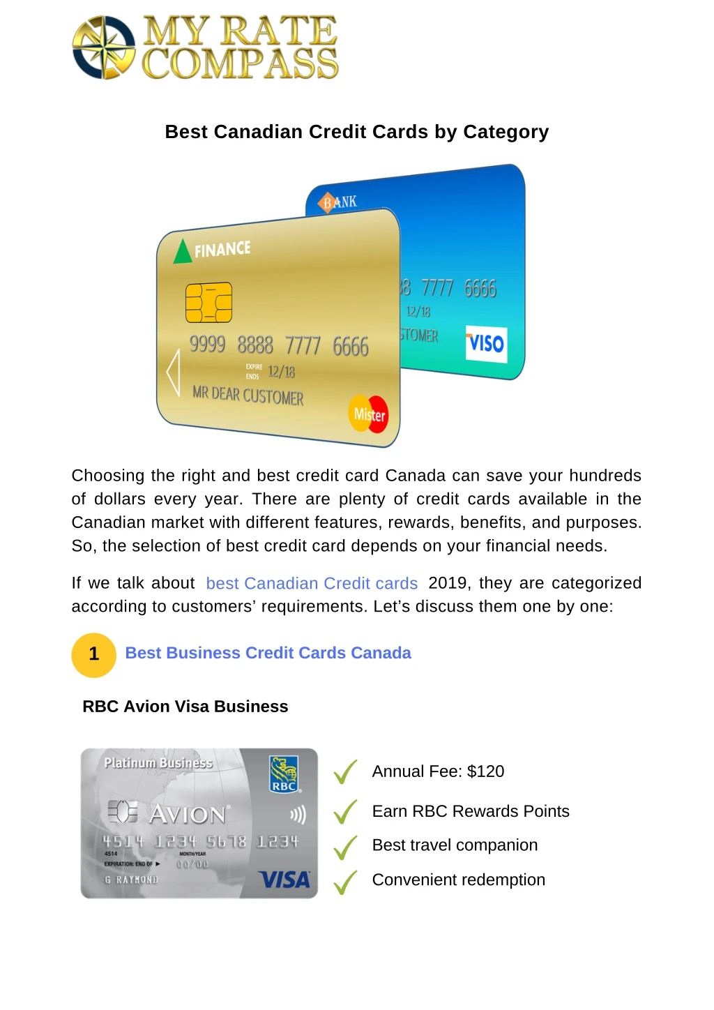 best canadian credit cards by category