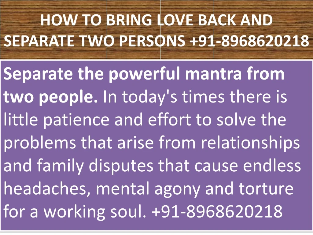 how to bring love back and separate two persons 91 8968620218