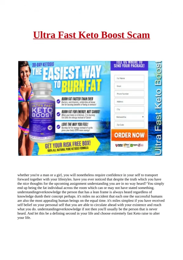 Ultra Fast Keto Boost Scam: Does This Product Really Work...