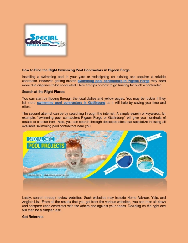 How to Find the Right Swimming Pool Contractors in Pigeon Forge
