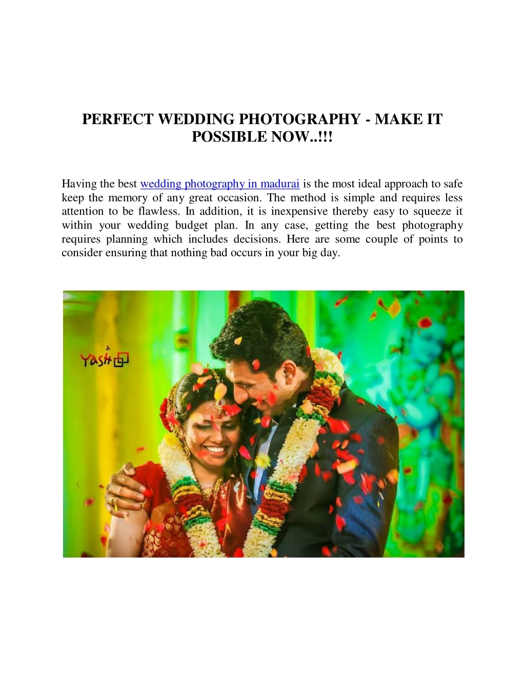 perfect wedding photography make it possible now