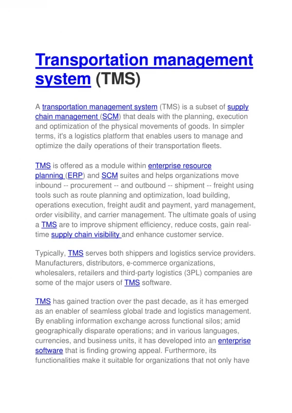 overview on tms