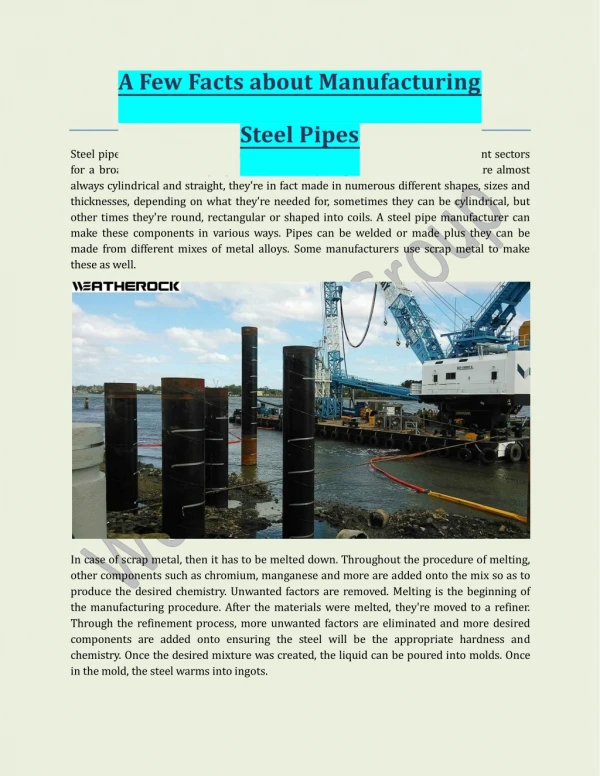 A Few Facts about Manufacturing Steel Pipes