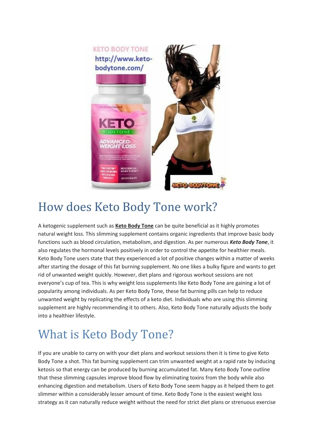 how does keto body tone work