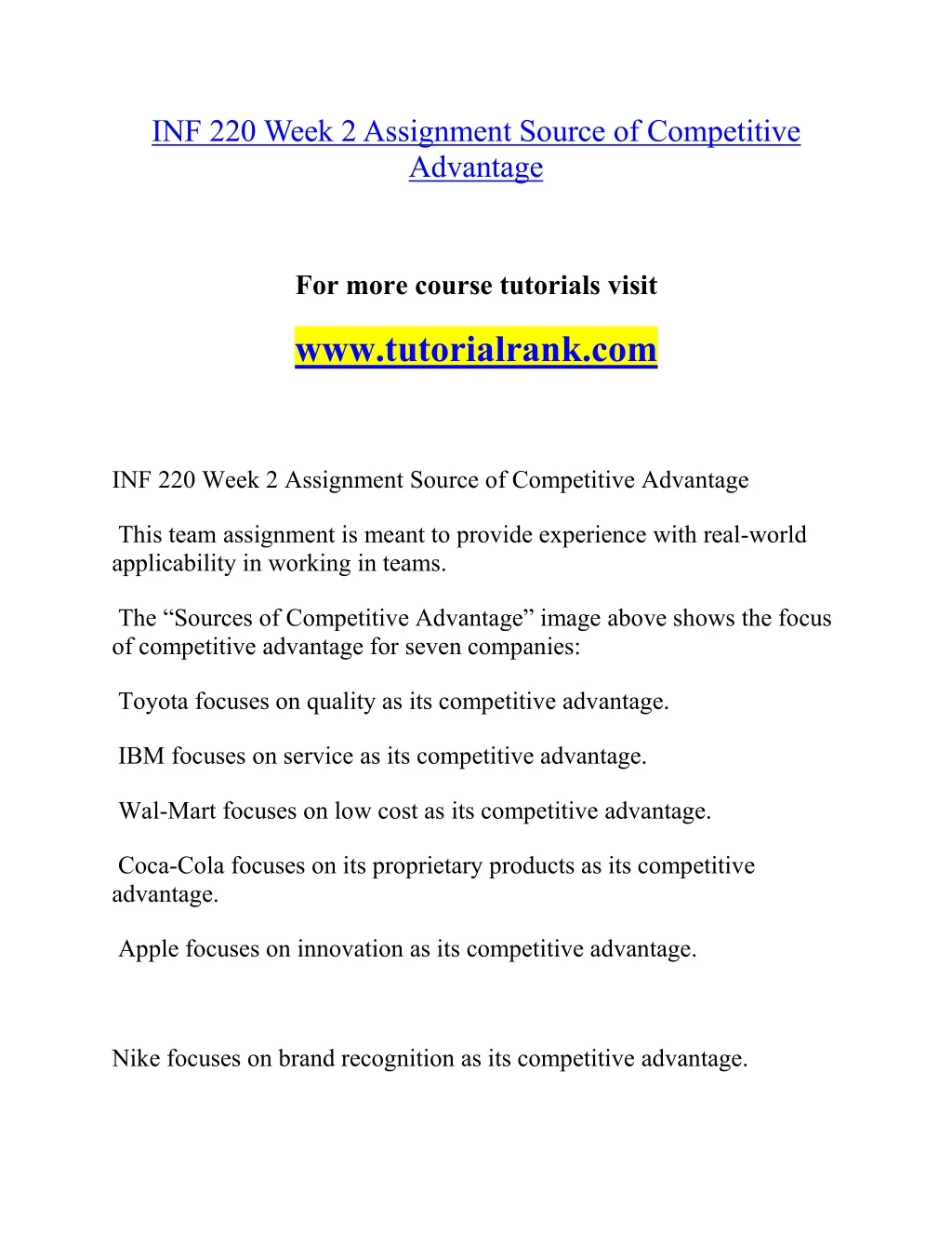 inf 220 week 2assignment source of competitive