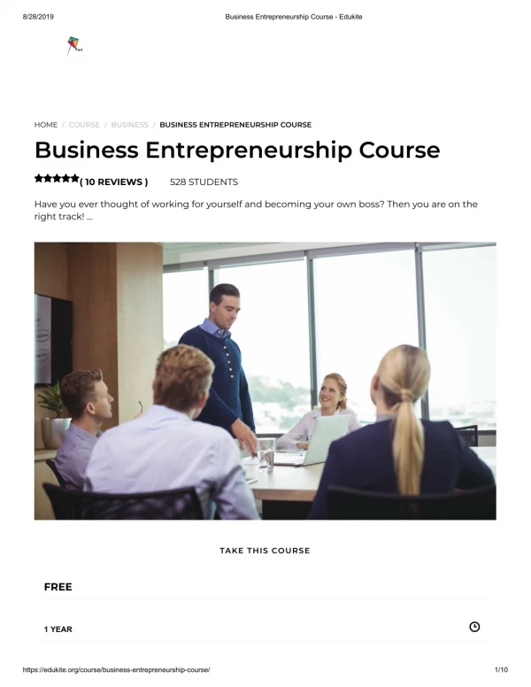 Business Entrepreneurship Course - Edukite