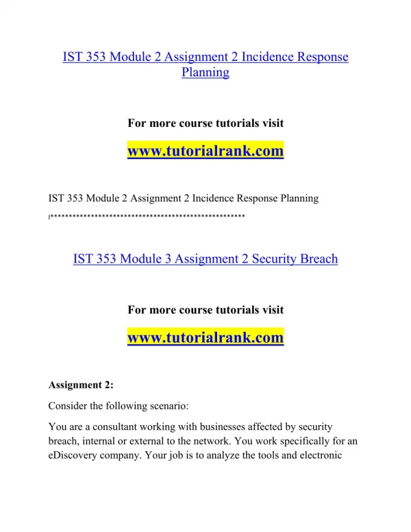 IST 353 Effective Communication - tutorialrank.com