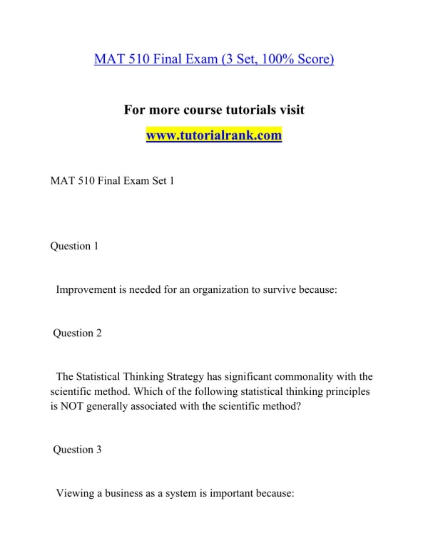 MAT 510 Effective Communication - tutorialrank.com